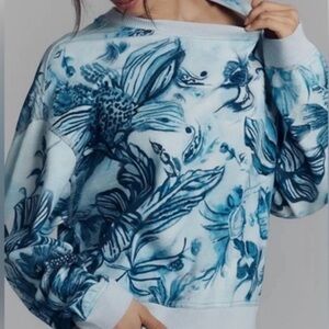 Anthropologie Blue Floral Sweatshirt